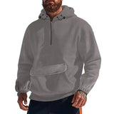 Men's Solid Loose Kangaroo Pocket With Flap Casual Hoodie 81004579Z