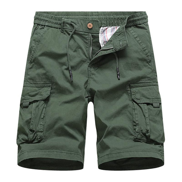 Men's Solid Color Multi-pocket Elastic Waist Cargo Shorts 98125915Z