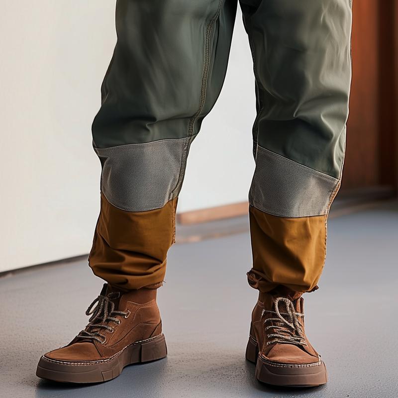 Men's Fashion Patchwork Elastic Waist Cargo Pants 14115235Z