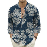 Men's Floral Lapel Long Sleeve Loose Casual Shirt 64818514Z