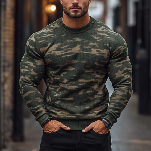 Men's Classic Casual Camouflage Crew Neck Sweater 45085331K