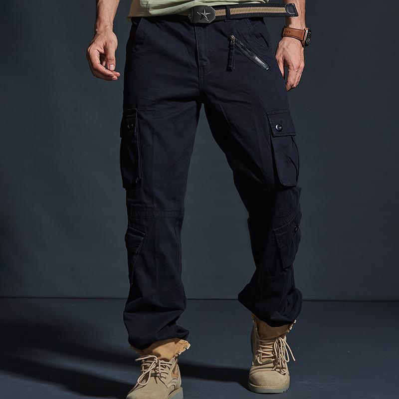 Pantalones cargo de algodón multibolsillos holgados y lisos para hombre 27845748Z