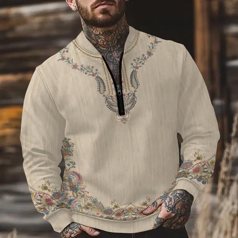 Men's Loose Zipper Printed Sweatshirt 39194548X