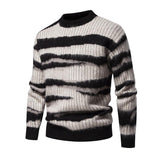 Men's Casual Round Neck Striped Jacquard Pullover Knitted Sweater 81846774M