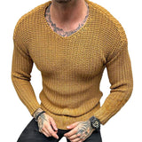 Men's Retro Casual Solid Color Round Neck Slim Sweater 47550073TO