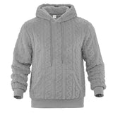 Men's Casual Solid Color Braided Plush Warm Hooded Sweatshirt 48857635Y