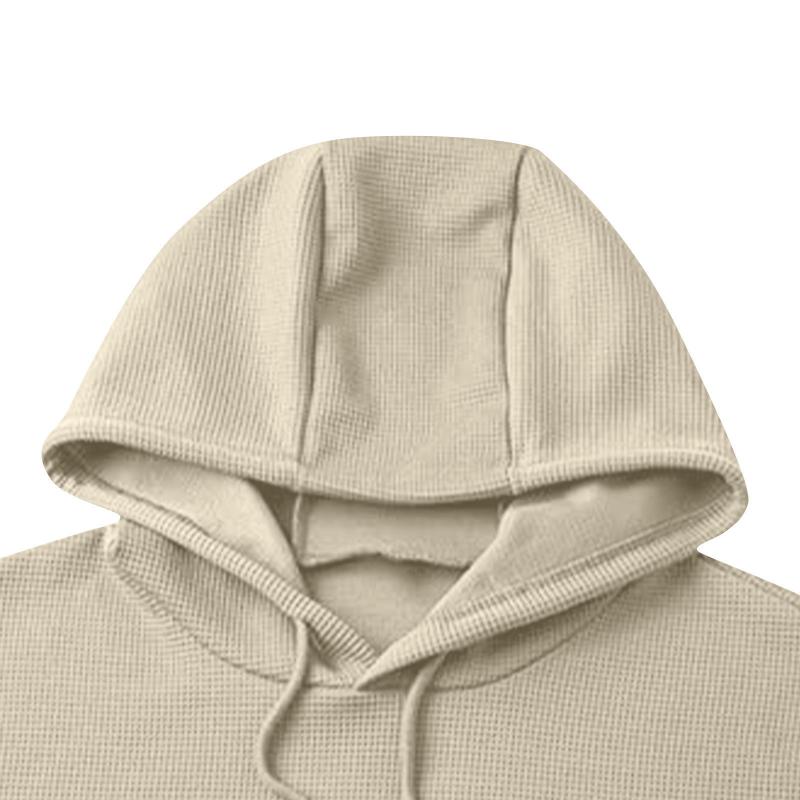 Men's Casual Waffle Solid-Color Hooded Sweatshirt 76616607Y