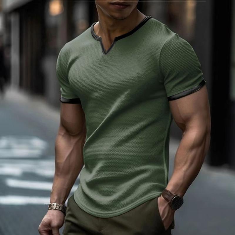 Men's Colorblock V Neck Short Sleeve T-shirt 01270300Z