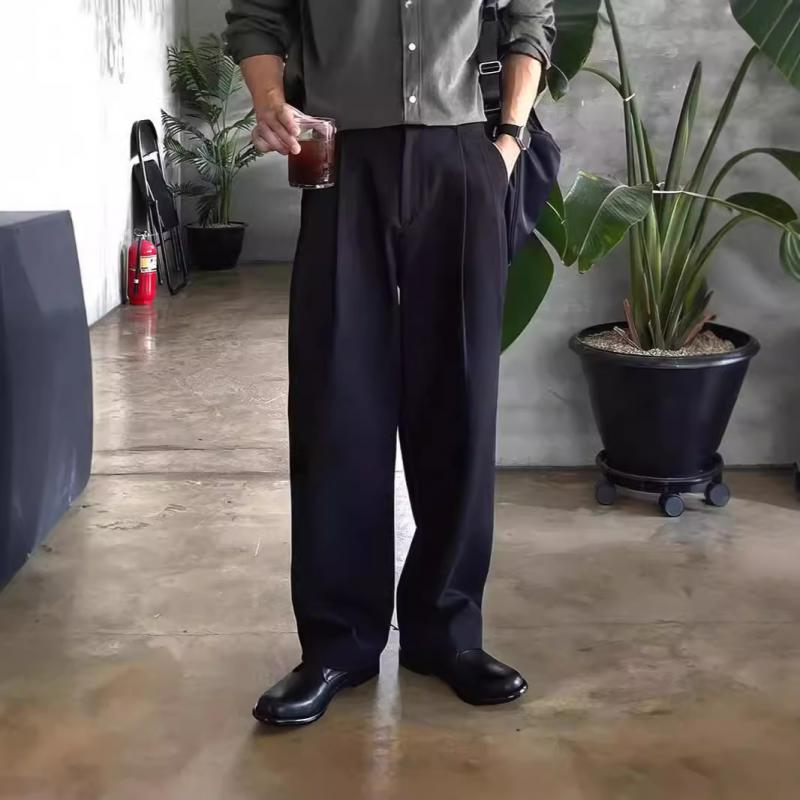 Men's Solid Color Loose Wide Leg Suit Pants 04991658Z