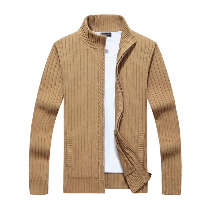 Men's Casual Stand Collar Zipper Slim Fit Knit Cardigan 87999873M