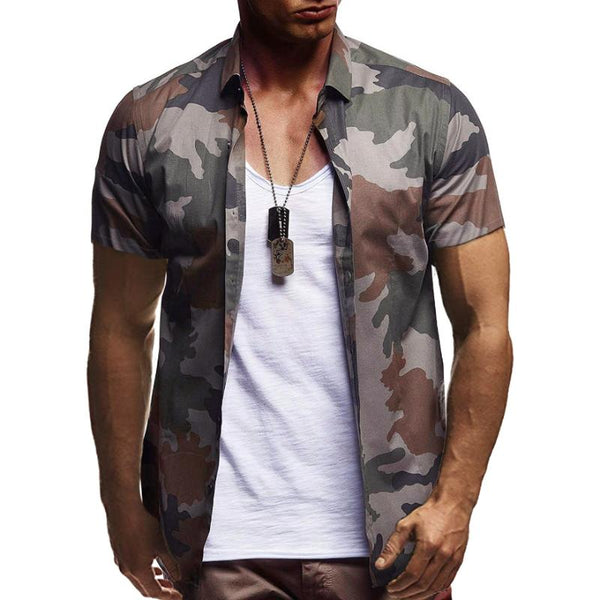 Men's Casual Camouflage Short Sleeve Shirt 92158381TO