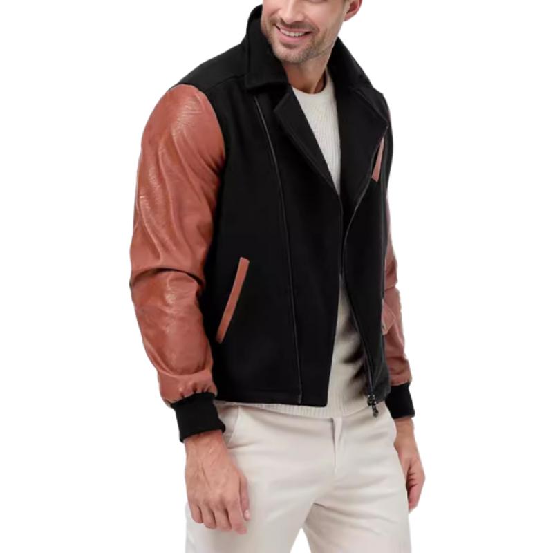 Men's Vintage Leather and Wool Jacket 81454187Y