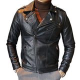 Men's Vintage Casual Leather Zipper Pocket Jacket 47340611TO