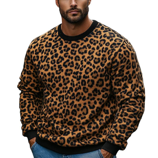 Men's Classic Casual Leopard Crew Neck Sweater 18470203K