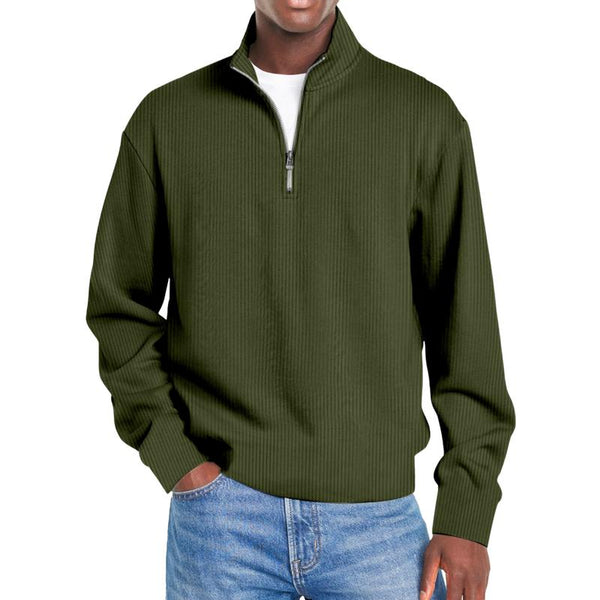 Men's Casual Half Zip Stand Collar Loose Pullover Sweatshirt 86549519M