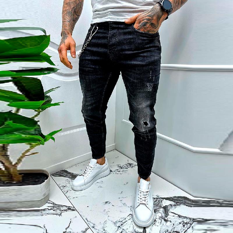 Men's Fashion Ripped Slim Fit Jeans 98032903Y