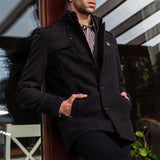 Men's Solid Double Layer Collar Single Breasted Casual Coat 74589024Z