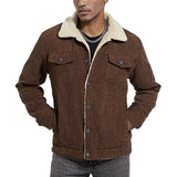 Men's Solid Color Lambswool Lining Corduroy Jacket 02133587Y