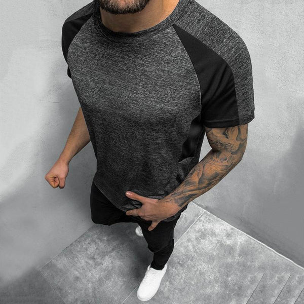 Men's Casual Retro Contrast Color Round Neck Short Sleeve T-shirt 22224076TO