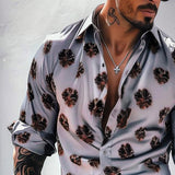 Men's Casual Floral Lapel Long Sleeve Shirt 06150245TO