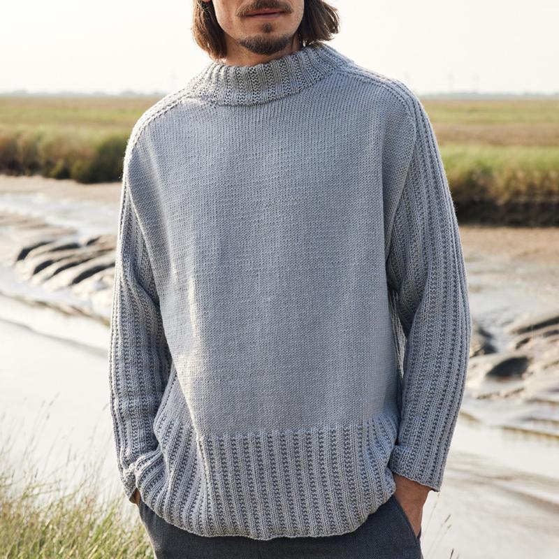 Men's Solid Short High Collar Long Sleeve Casual Sweater 36673860Z