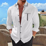 Men's Casual Colorblock Pocket Loose Long Sleeve Shirt 23350941Y