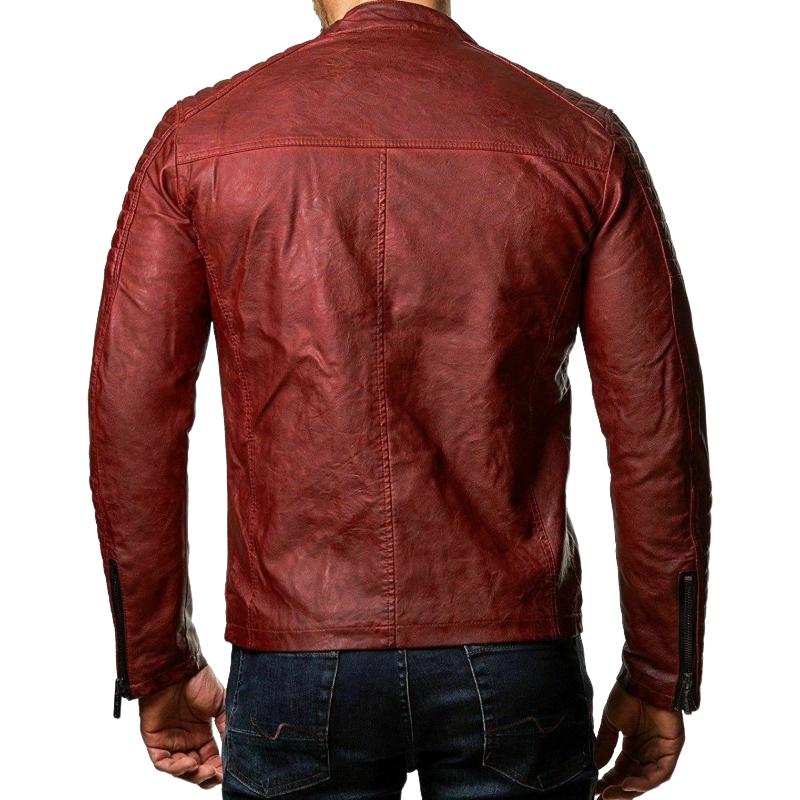 Men's PU Leather Windproof Biker Leather Jacket 35852732U