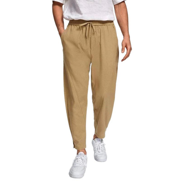 Men's Casual Cotton Linen Loose Elastic Drawstring Pants 67711091M