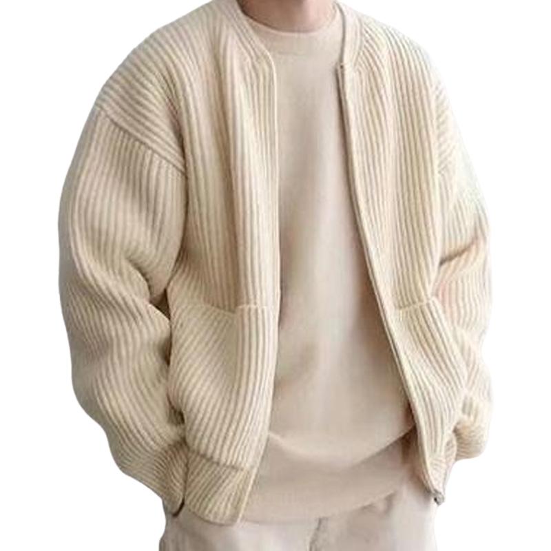 Men's Solid Color Loose Knitted Cardigan 03148234U