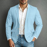 Men's Solid Color Waffle Notch Lapel Two Buttons Casual Blazer 66554341Z