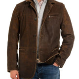 Men's Classic Blazer Collar Leather Jacket 32072595F