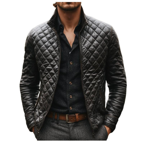 Men's Casual Quilted Leather Jacket 15541395F