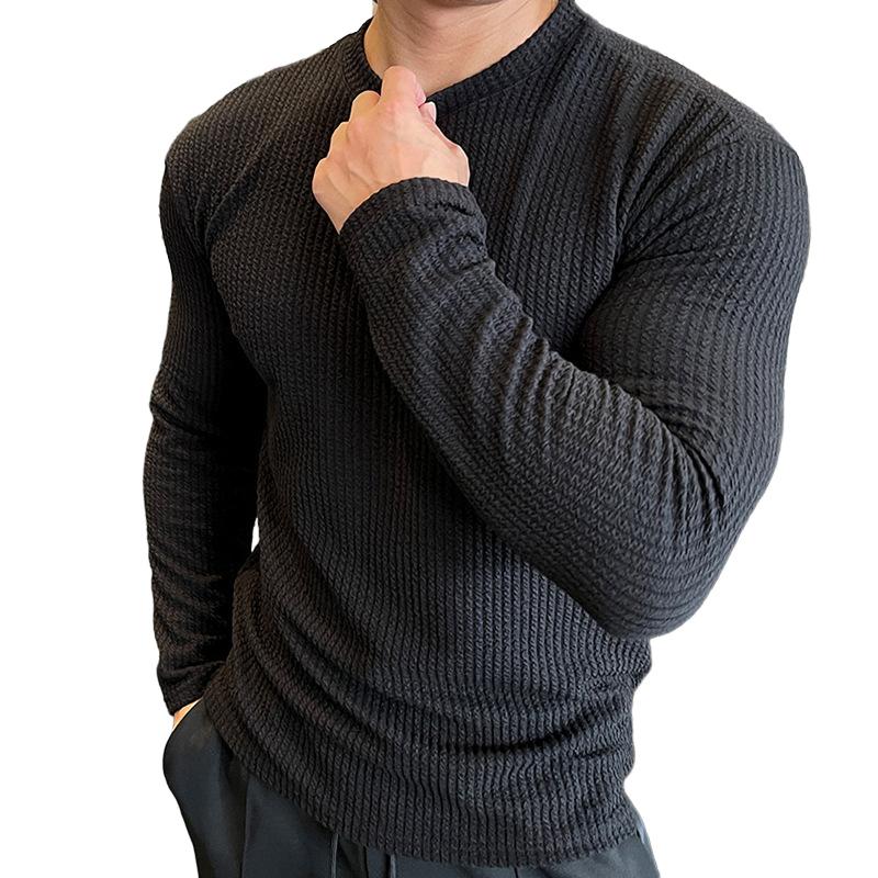 Men's Casual Simple Pullover Knitted Bottoming Shirt　44440745F