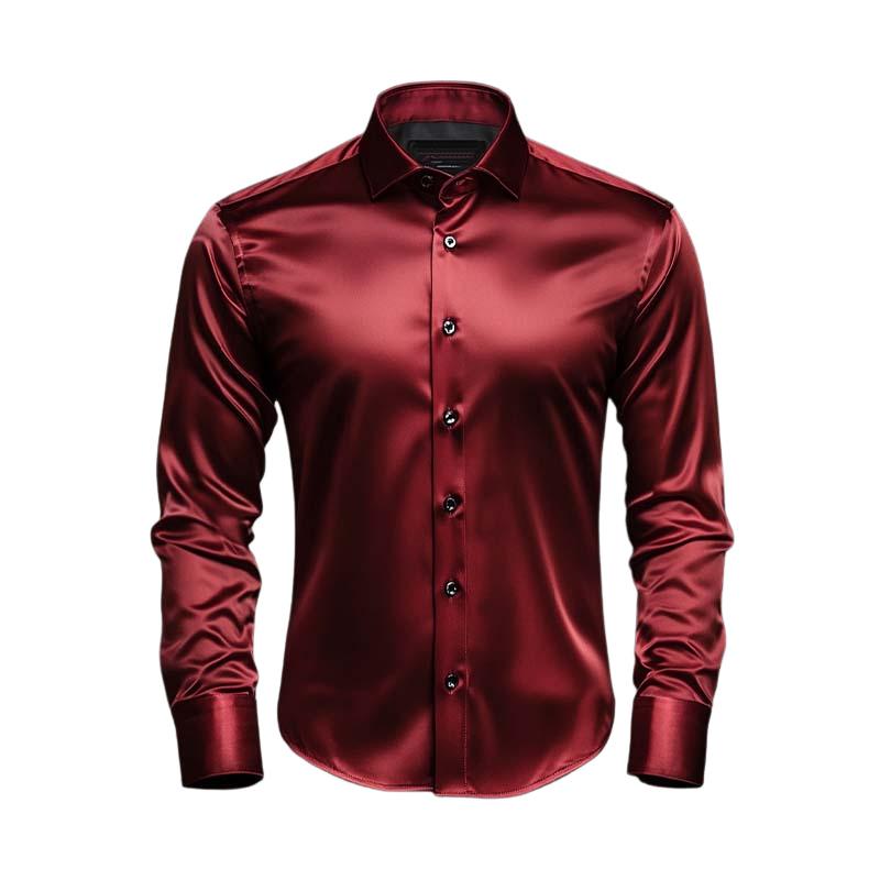 Men's Vintage Classic Slim Fit Satin Long Sleeve Shirt 47537068K