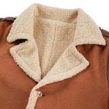 Men's Fleece Suede Lapel Single Breasted Mid-length Casual Coat 81141148Z