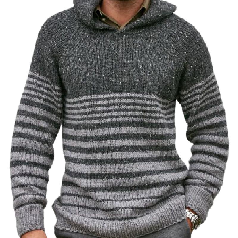 Men's Casual Striped Hooded Sweater 49515151F