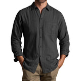 Men's Casual Solid Color Chest Pocket Long Sleeve Shirt 71887713Y