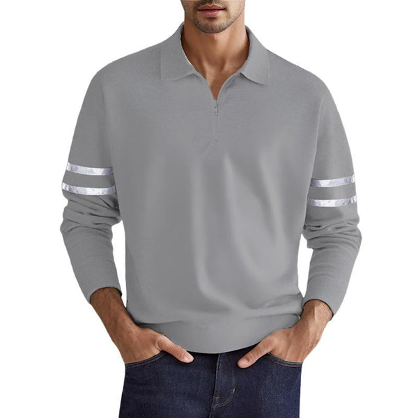 Men's Zipper Lapel Long Sleeve Polo Shirt 42592375X