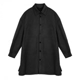 Men's Solid Color Suede Lapel Single Breasted Mid-length Coat 77928765Z