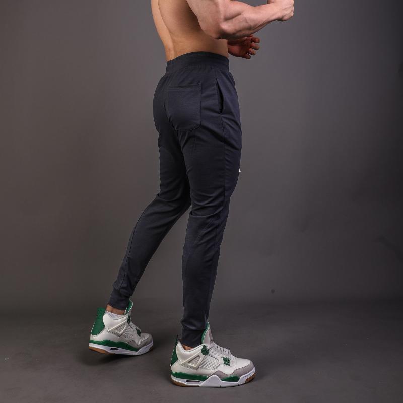 Men's Solid Stitching Elastic Waist Slim Fitness Sports Pants 93511839Z