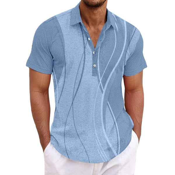 Men's Printed Lapel Short Sleeve Casual Shirt 62090042Z