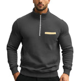 Men's Casual Zipper Stand Collar Solid Color Sweatshirt 21133783X