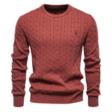 Men's Deer Embroidery Solid Color Crew Neck Sweater 48611583Y