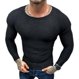 Men's Solid Color Long Sleeve Round Neck Pullover Knitted Sweater 76428756X