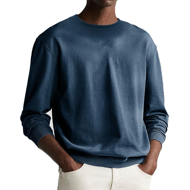 Men's Solid Color Round Neck Long Sleeve Sweatshirt 67619707Y