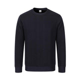 Men's Solid Color Textured Round Neck Long Sleeve Casual Sweatshirt 57235404Z