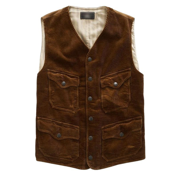 Men's Vintage Corduroy Multi-Pocket Vest 07584998F