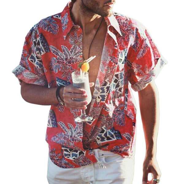Men's Retro Beach Floral Short Sleeve Shirt 73573678TO