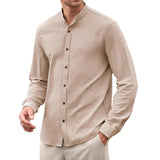 Men's Casual Solid Color Stand Collar Long Sleeve Shirt 13279136Y