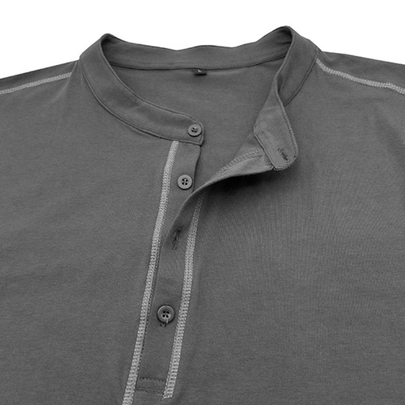 Men's Vintage Contrast Henley Collar Slim Fit Long Sleeve T-Shirt 82663626M